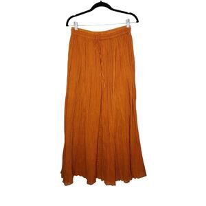 Vintage y2k Fashion Fuse One Size Maxi Skirt Pleated Orange Boho Fall Fairy
